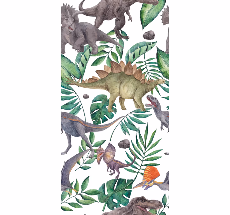 Dinosaurs wallpaper jurassic watercolor design - TenStickers