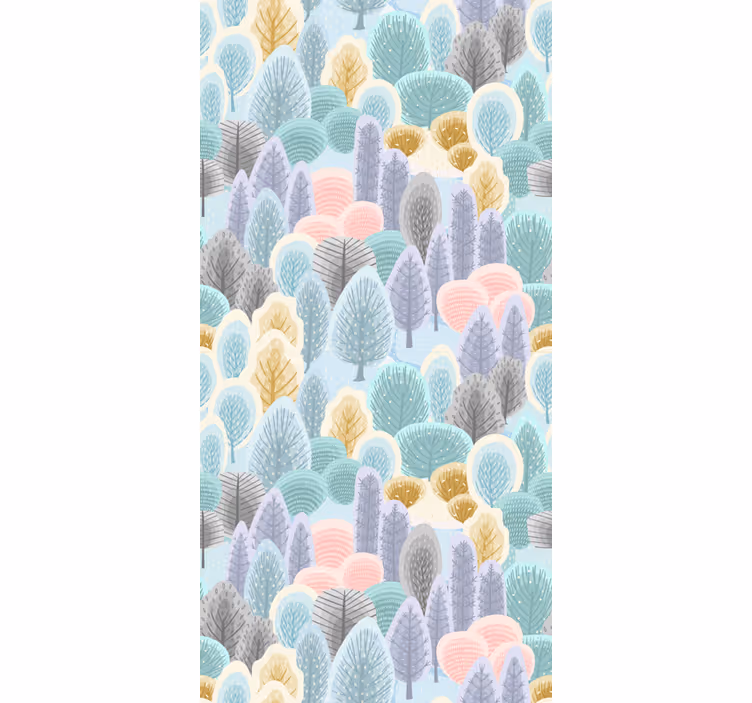 Tree wallpaper pastel forest design - TenStickers