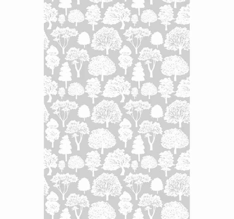 Tree wallpaper in white and grey trees - TenStickers