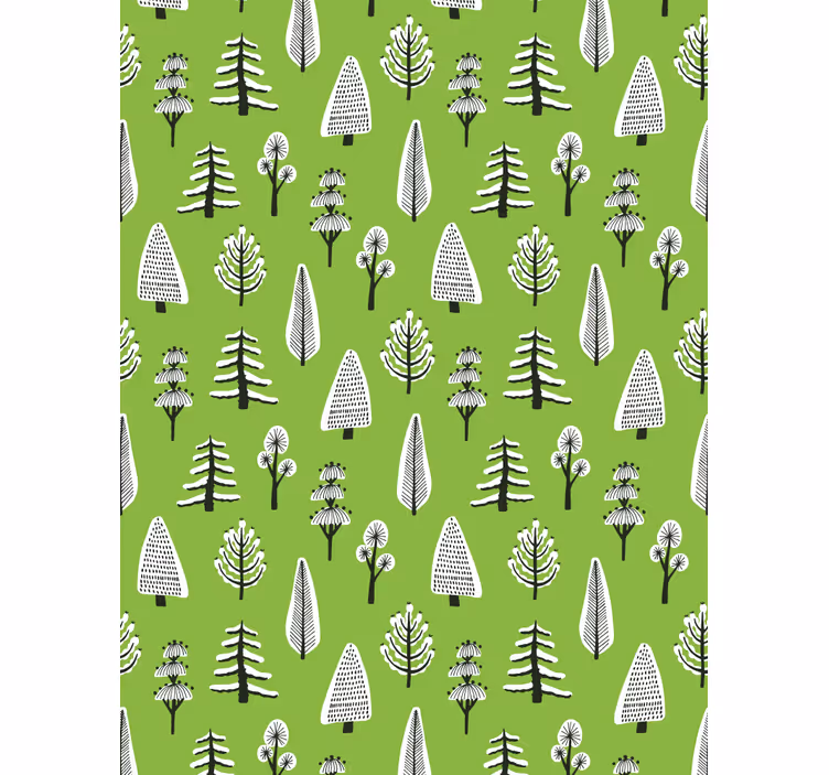 Tree wallpaper different green trees - TenStickers