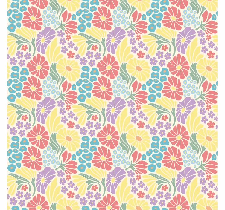Living room wallpaper in pastel flowers design - TenStickers