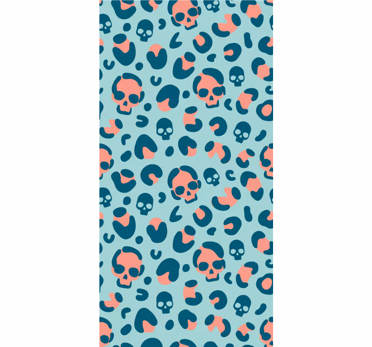Modern wallpaper blue and pink skull leopard print - TenStickers