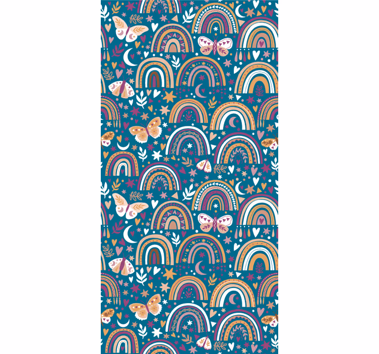 Kids wallpaper colorful rainbows and butterflies - TenStickers
