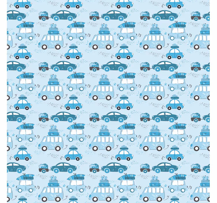 Kids wallpaper blue cars design - TenStickers