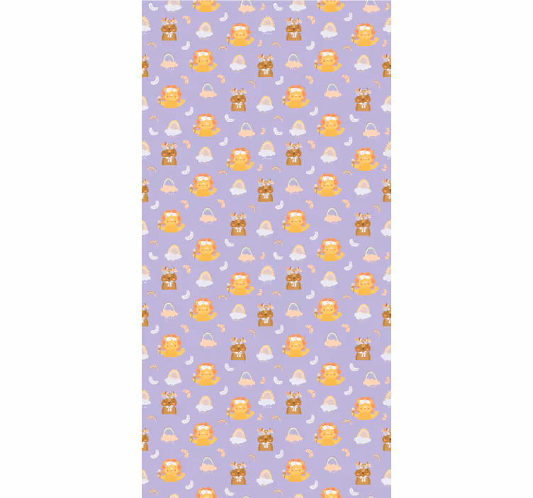 Kids wallpaper featuring baby animals and rainbows - TenStickers