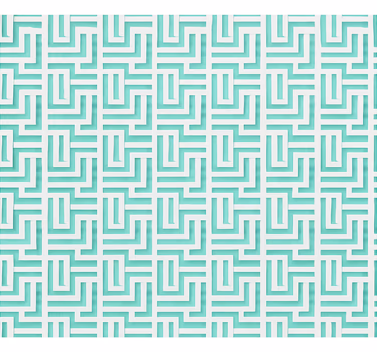 Dining room wallpaper blue geometric squares design - TenStickers
