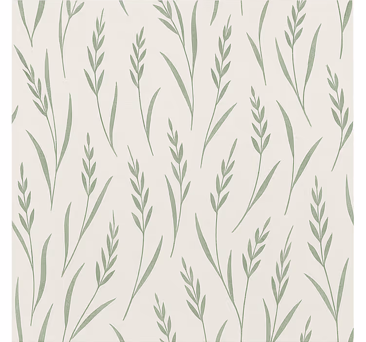 Dining room wallpaper green wheat leaves print - TenStickers