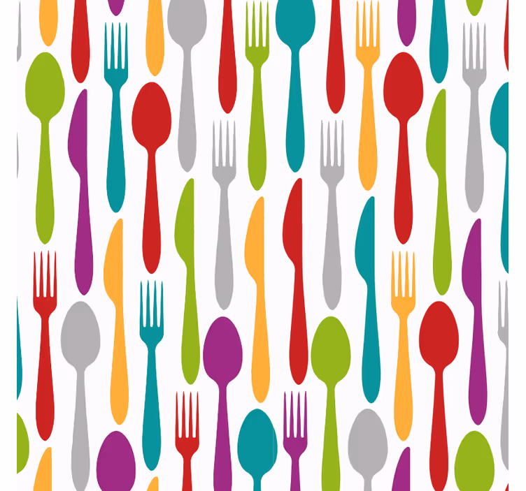 Kitchen wallpaper with dining utensils design - TenStickers