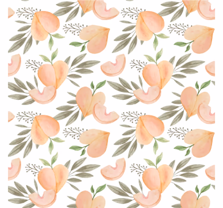 Kitchen wallpaper peach floral design - TenStickers