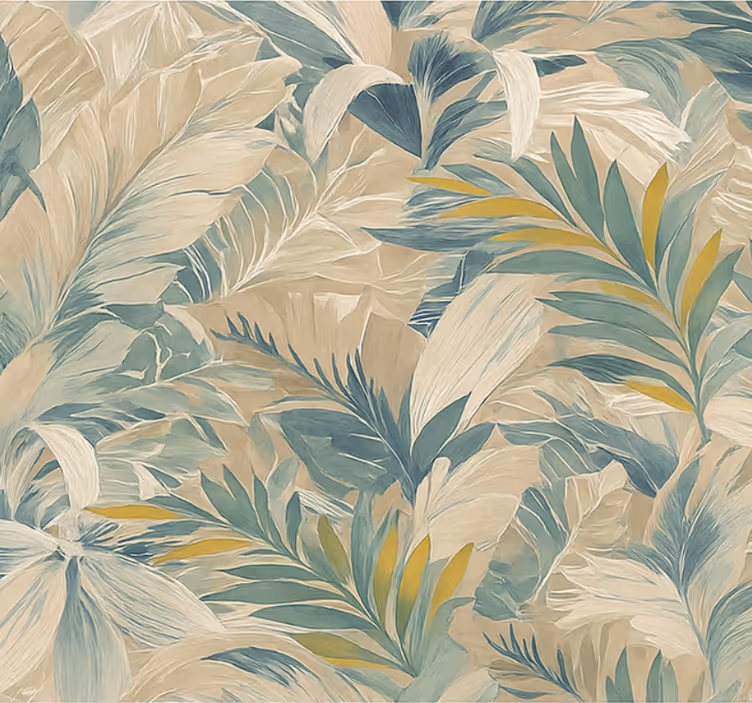 Master bedroom wallpaper abstract tropical palm - TenStickers