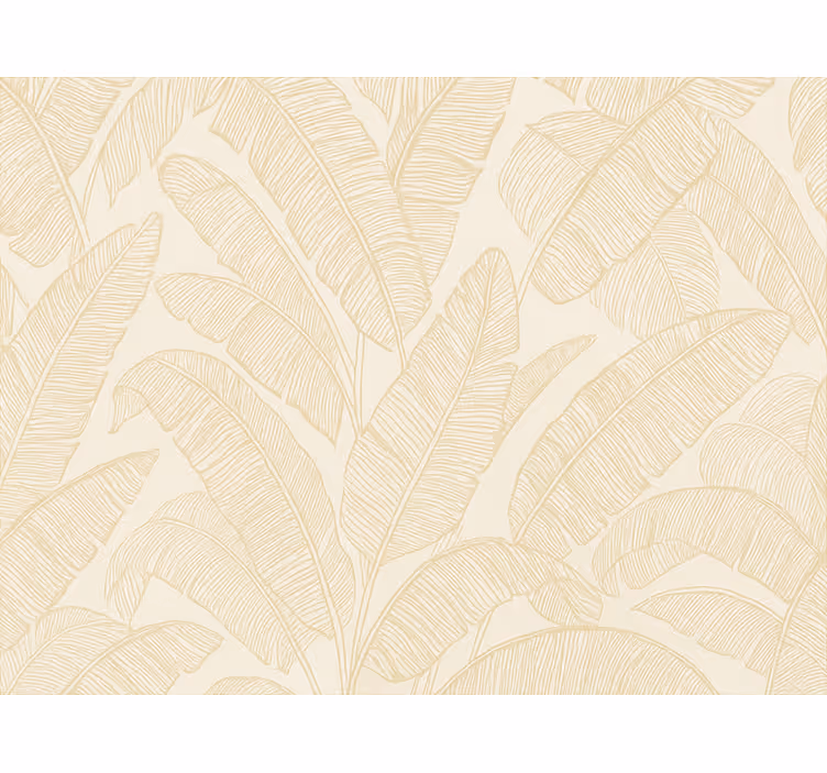 Living room wallpaper beige banana leaf design - TenStickers