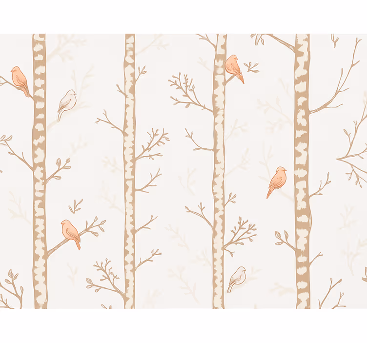 Kids wallpaper birds and trees design - TenStickers