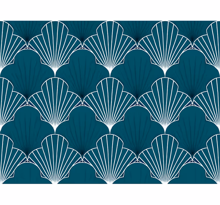 Abstract wallpaper modern teal scallop fan - TenStickers