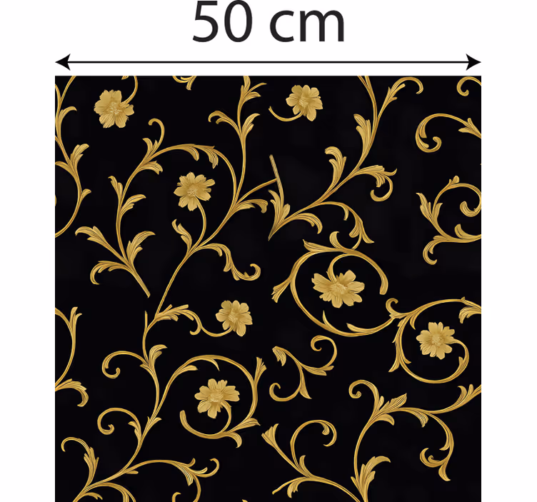 Baroque wallpaper gold scroll midnight black - TenStickers