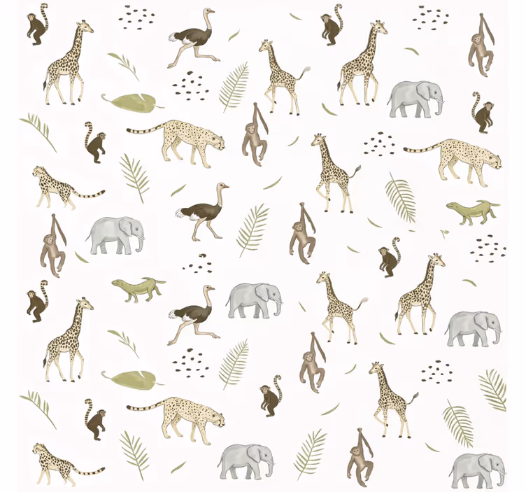 Kids wallpaper savanna animals for kids - TenStickers