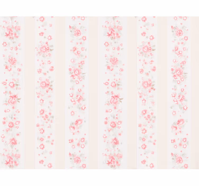 Kids wallpaper pink retro floral stripes - TenStickers