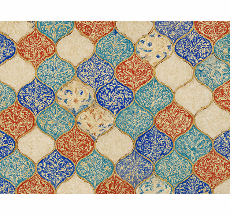 Living room wallpaper in vibrant moroccan design - TenStickers