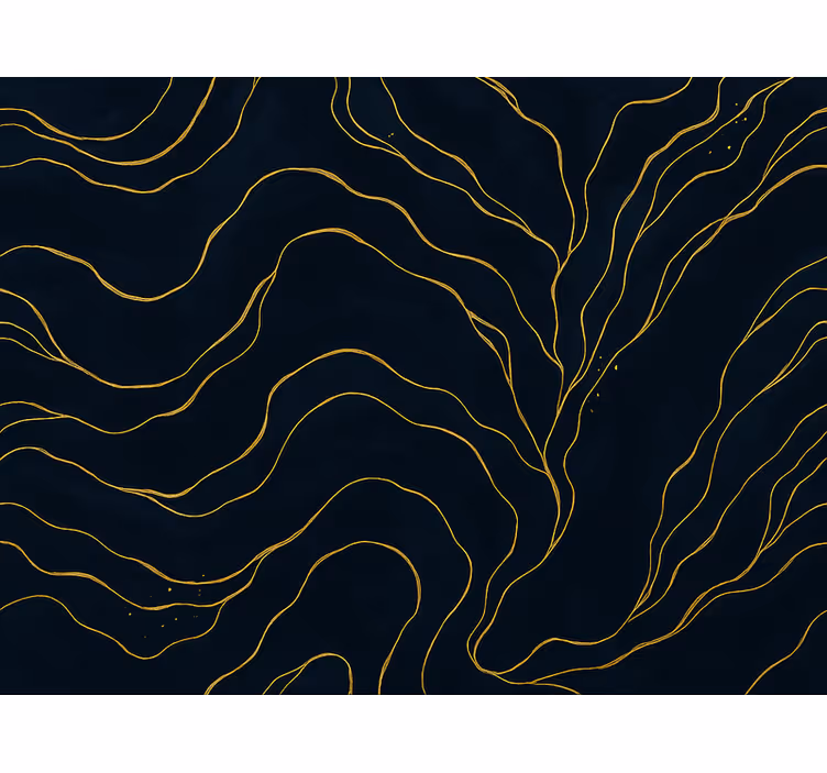 Master bedroom wallpaper in dark blue and gold marble - TenStickers