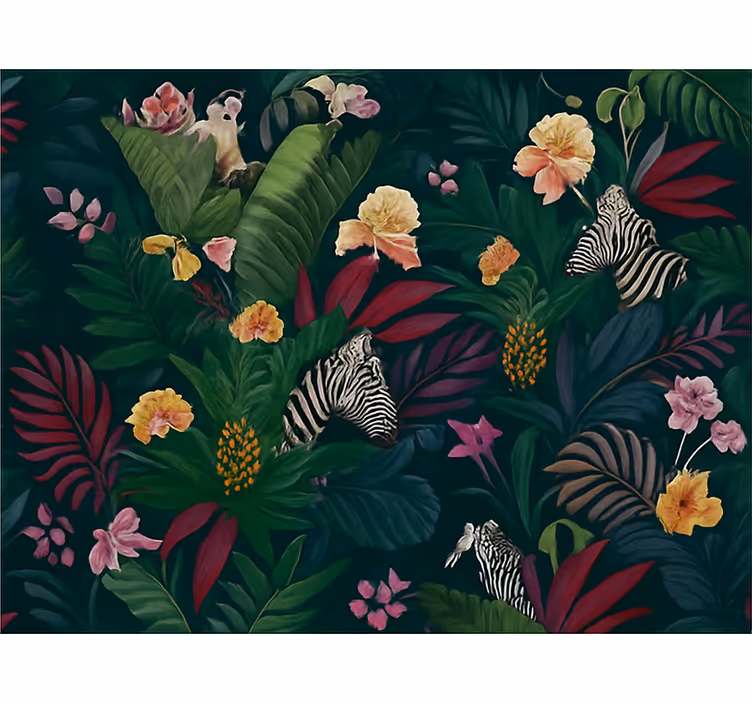 Master bedroom wallpaper in vibrant tropical design - TenStickers