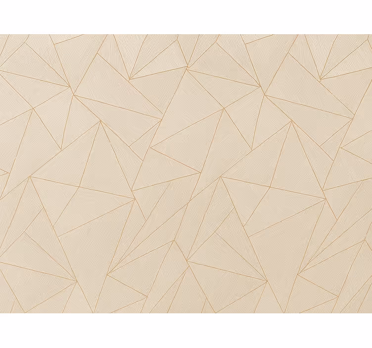 Living room wallpaper wood triangles with gold lines - TenStickers