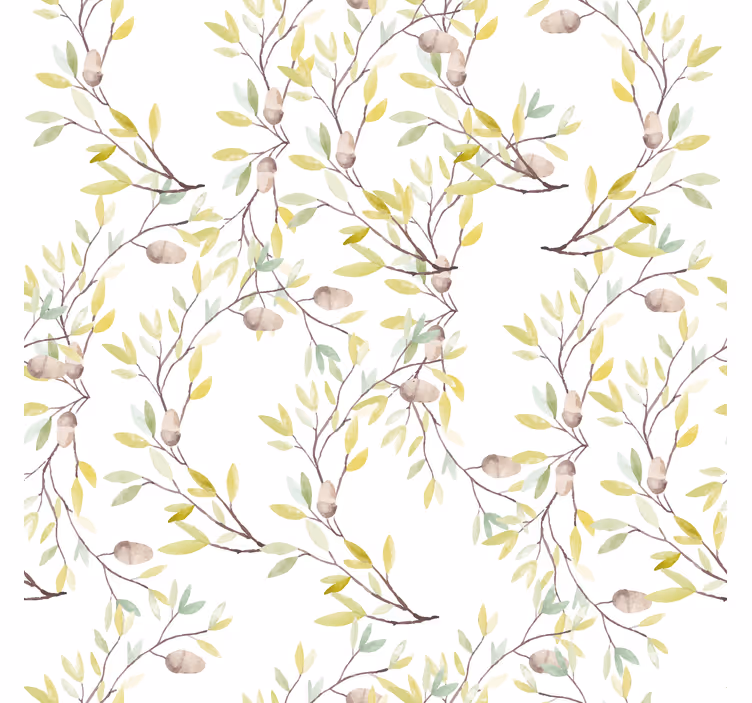Flower wallpaper original watercolor green leaves pattern - TenStickers