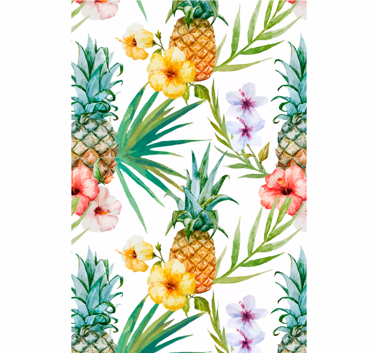 Flower wallpaper painted pineapple - TenStickers
