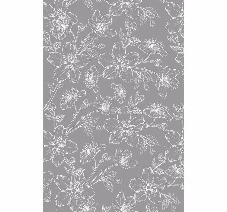 Flower wallpaper in grey pattern - TenStickers