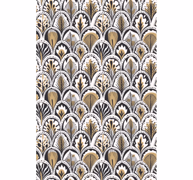 Flower wallpaper with golden pattern - TenStickers