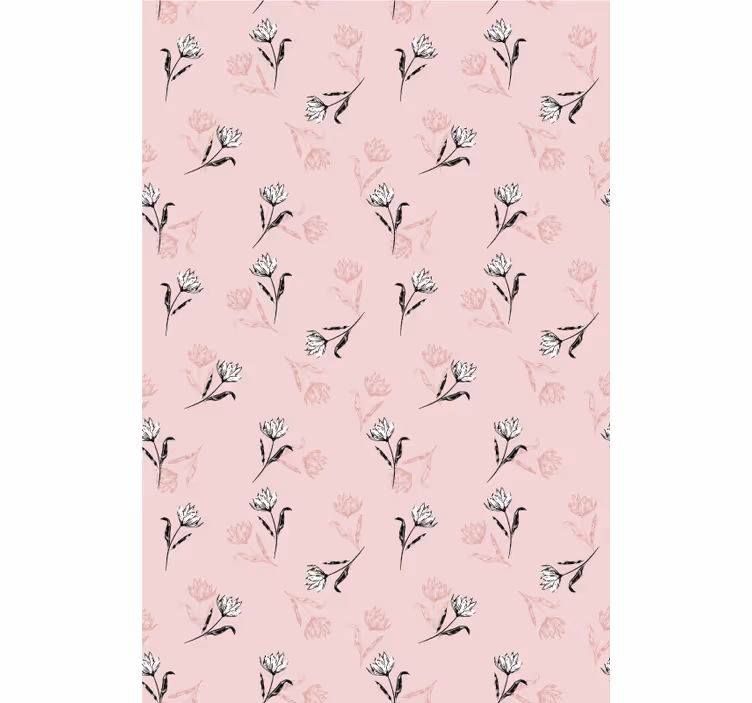 Flower wallpaper white lilies on pink background - TenStickers
