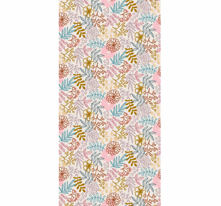Flower wallpaper multicolor pattern line art - TenStickers