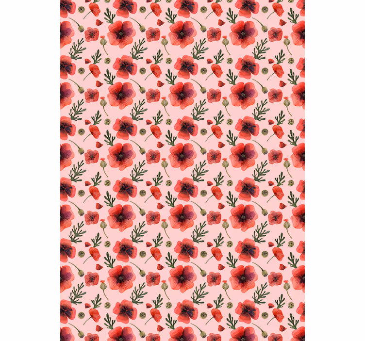 Flower wallpaper watercolor poppies - TenStickers