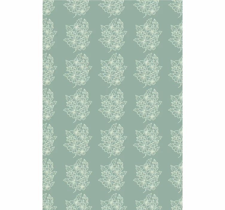 Flower wallpaper in green minimalist design - TenStickers