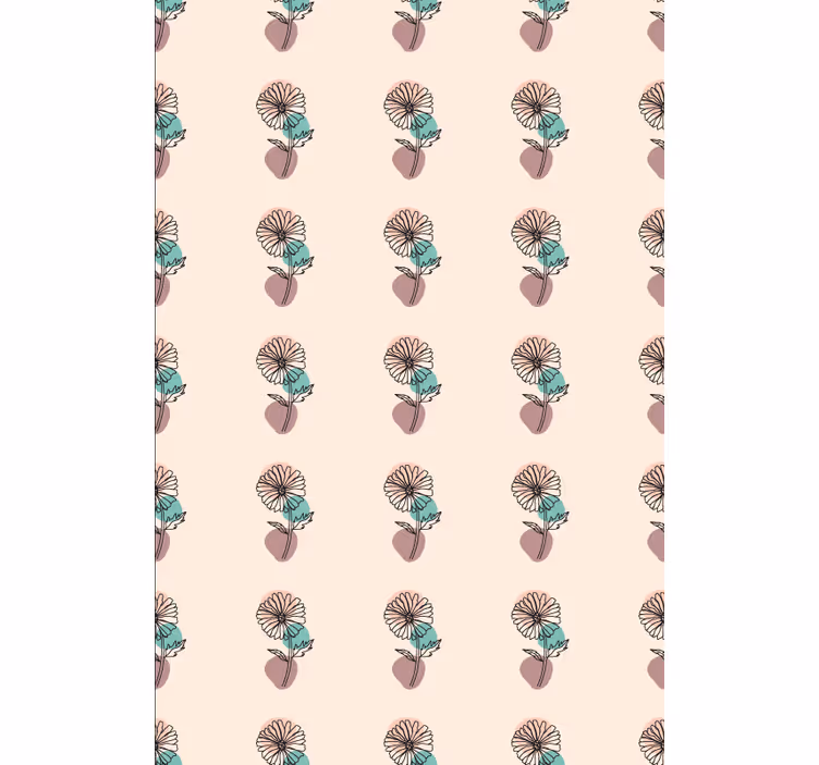 Floral ornament wallpaper daisy flower line art - TenStickers