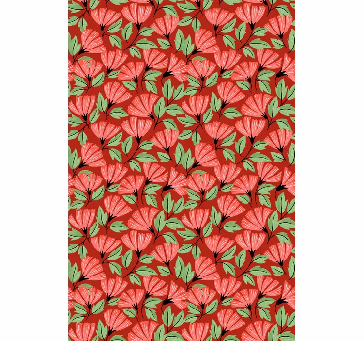 Floral ornament wallpaper in vintage red pattern - TenStickers