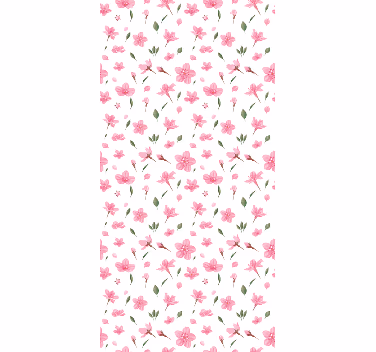 Floral ornament wallpaper watercolor pastel pink flowers - TenStickers