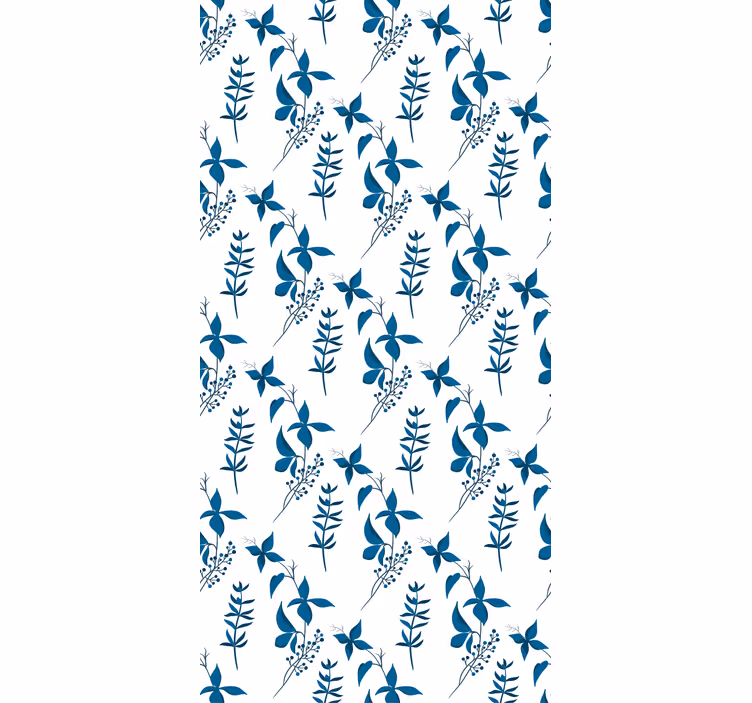 Floral ornament wallpaper blue flower design - TenStickers