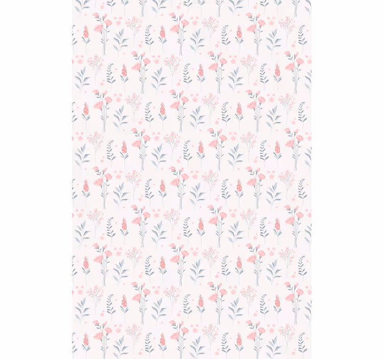 Pink blossom flowers floral ornament wallpaper - TenStickers
