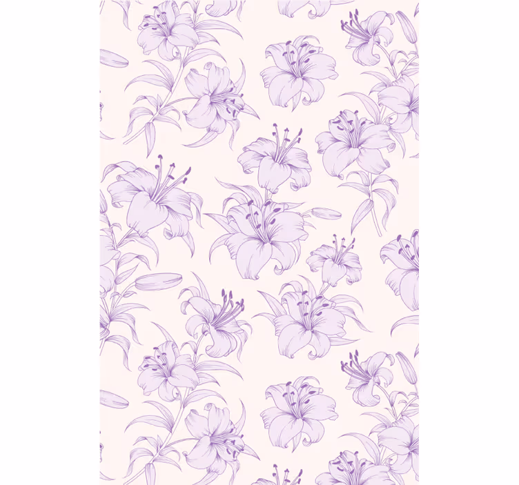 Floral ornament wallpaper blooming lilies design - TenStickers