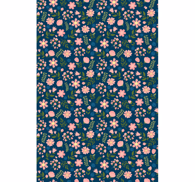 Floral ornament wallpaper flowerprint 'floflo' blue - TenStickers