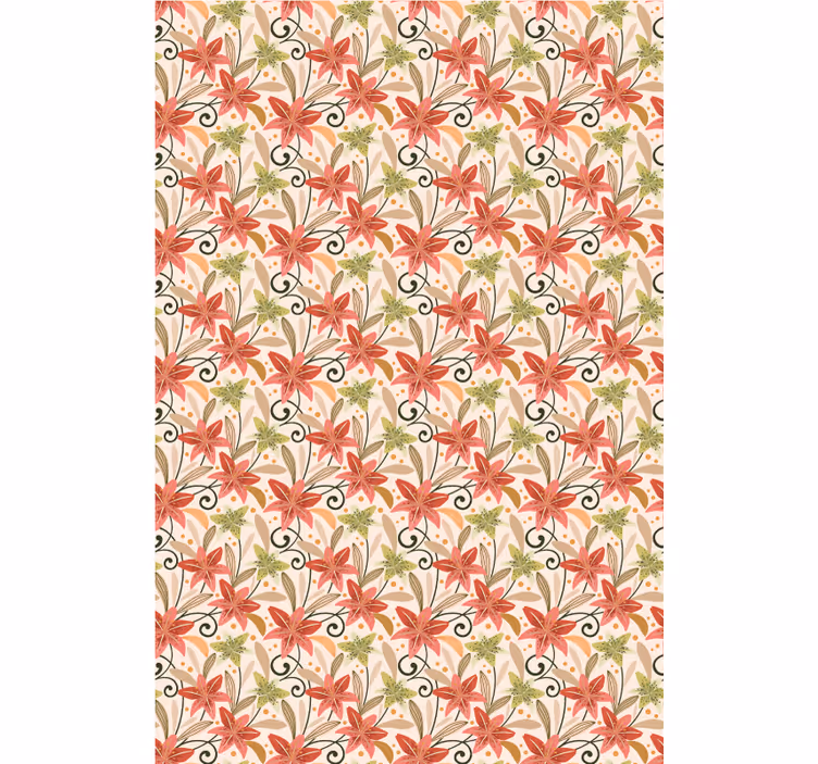 Floral ornament wallpaper colourful vintage lilies pattern - TenStickers