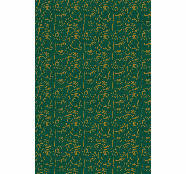 Master bedroom wallpaper abstract green drawn women - TenStickers