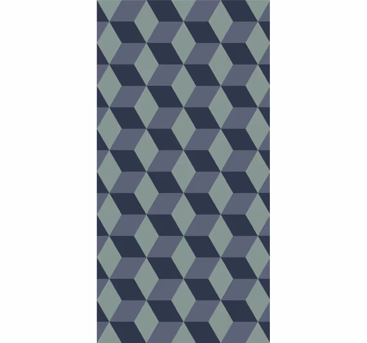 Bedroom wallpaper retro cube pattern in blue shades - TenStickers