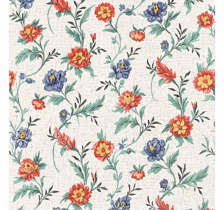 Bedroom wallpaper retro floral design - TenStickers