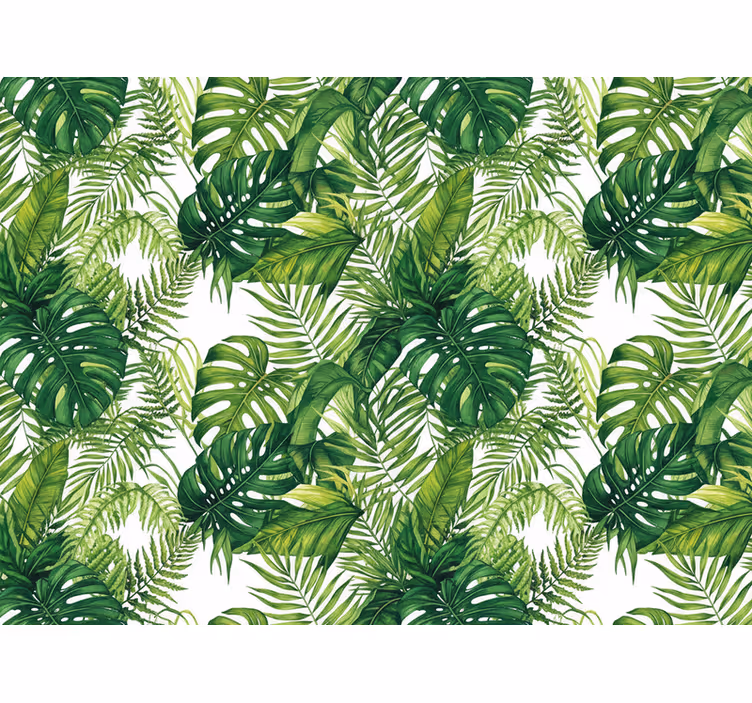 Kitchen wallpaper rainforest green leaves design - TenStickers