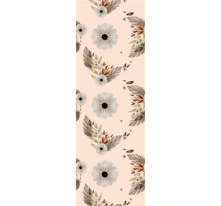 Bedroom wallpaper pink and black pastel floral design - TenStickers