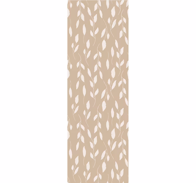 Bedroom wallpaper with white paint leaves on brown - TenStickers