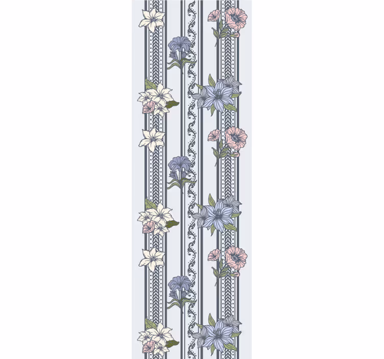 Bedroom wallpaper floral vintage stripe design - TenStickers