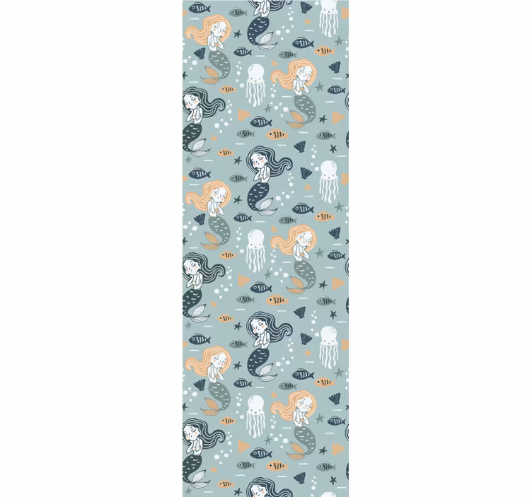 Bedroom wallpaper blue magic mermaid design - TenStickers