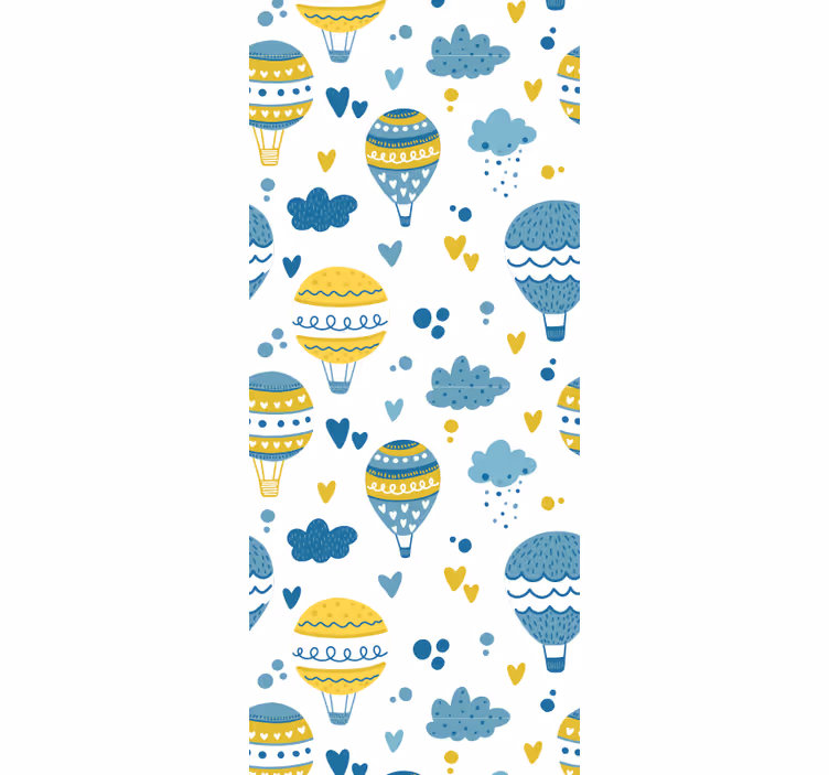 Bedroom wallpaper with colorful balloons and clouds - TenStickers