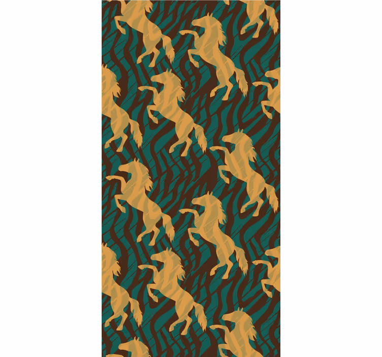 African style green and brown horse bedroom wallpaper - TenStickers
